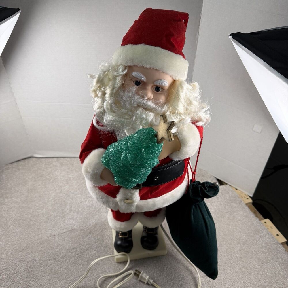 Vtg 1992 Telco Motionettes  Animated Christmas 24" Santa Claus w/ Lighted Tree‎